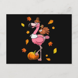 Cartão Postal Flamingo Dia de Ação de Graças Flamingo