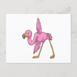 Cartão Postal Flamingo em exercício de alongamento de yoga