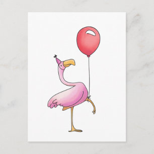 Cartão Postal Flamingo Engraçado Feliz Aniversário – Lindo Pássa