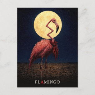 Cartão Postal Flamingo Gravata gótico Surrealista
