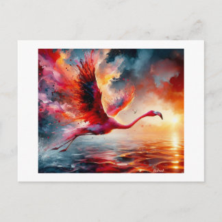 Cartão Postal Flamingo in a Fiery Flight, 