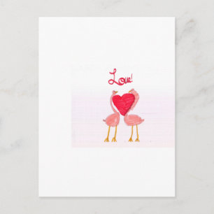 Cartão Postal Flamingo Love