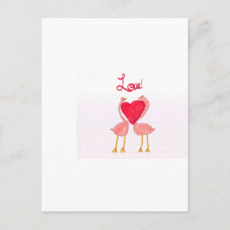 Cartão Postal Flamingo Love
