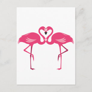 Cartão Postal Flamingo Love