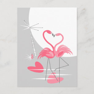 Cartão postal Flamingo Love Large Moon