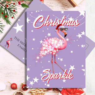Cartão Postal Flamingo no Papai Noel e no Natal Roxo