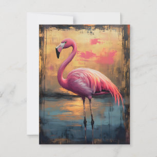 Cartão Postal Flamingo Ouro Sunset Paint