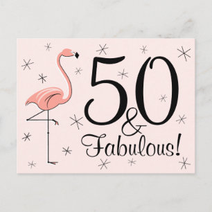 Cartão postal Flamingo Pink "50 e Fabuloso!"