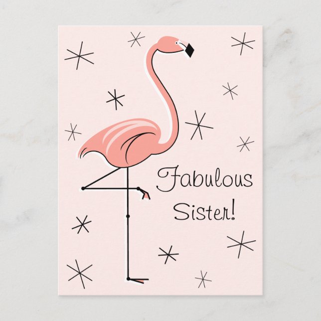 Cartão Postal Flamingo Pink Fabulosa Irmã! Cartaz vertical (Frente)