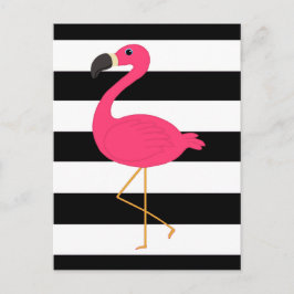 Cartão Postal Flamingo preto e branco do rosa da listra