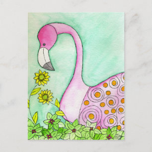 Cartão Postal Flamingo Rosa