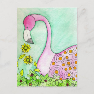 Cartão Postal Flamingo Rosa