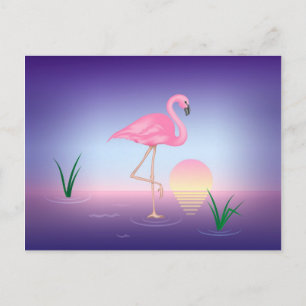 Cartão Postal Flamingo Rosa