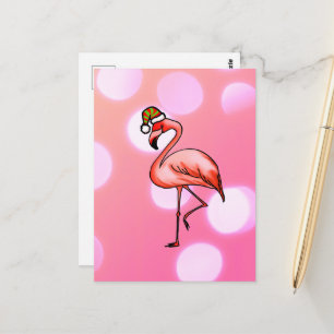Cartão Postal Flamingo Rosa Natal Tropical Feriado