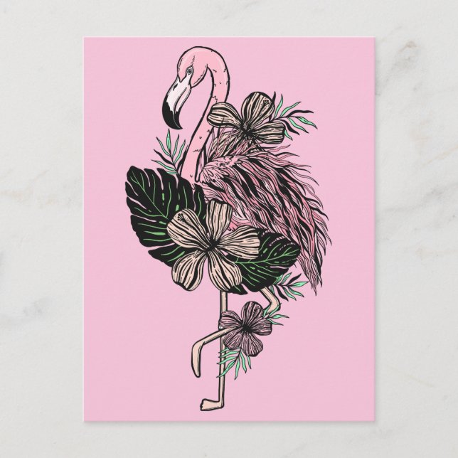 Cartão Postal Flamingo Rosa Personalizado (Frente)