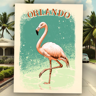 Cartão Postal Flamingo Rosa Retrô Férias na Flórida Lembrança Ci