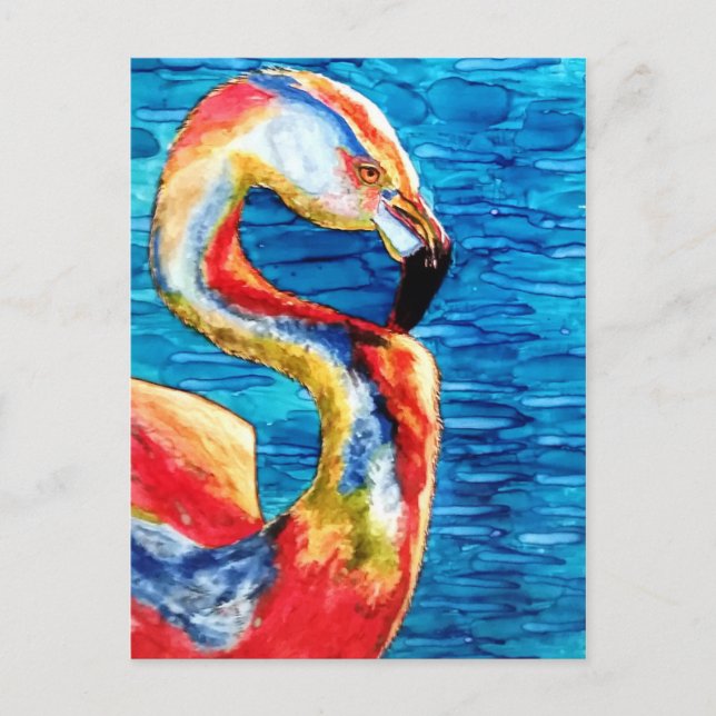 Cartão Postal Flamingo Saudação! (Frente)