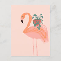 Flamingo Tropical com Planta em Vaso Desenhado à M