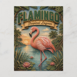 Cartão Postal Flamingo Tropical Lagoon POPCUT