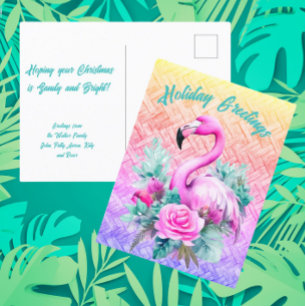 Cartão Postal Flamingo Tropical Rosa Muito Bem Personalizado