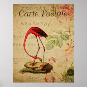 Cartão postal Flamingo Vintage Poster