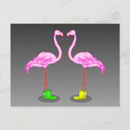Cartão Postal Flamingos cor-de-rosa que Vestem botas-gigantes