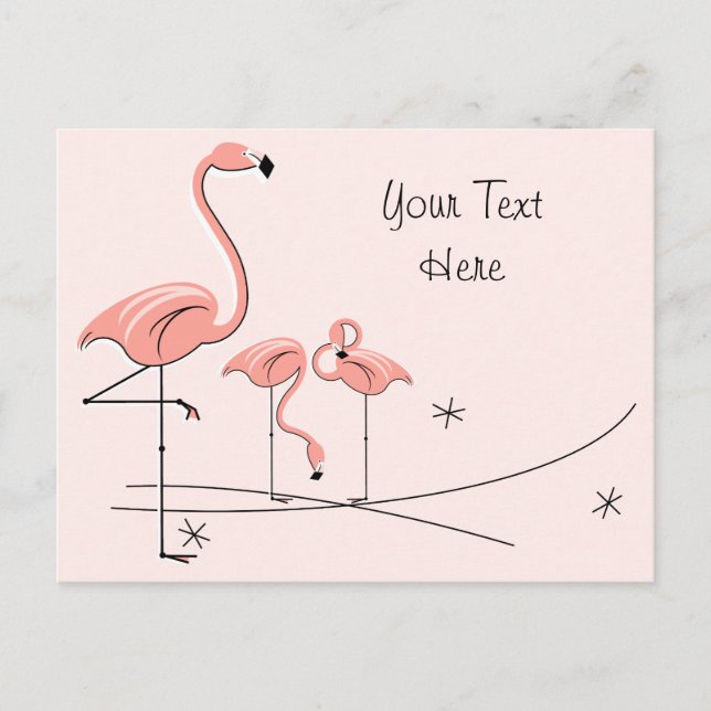 Cartão postal Flamingos cor-de-rosa Trio 4 (Frente)