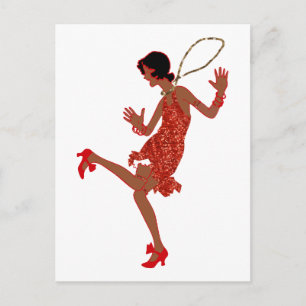 Cartão Postal flaper preto sequencial vermelho