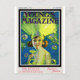 Cartão Postal Flapper Champagne & Bubbles Antique Magazine Cover