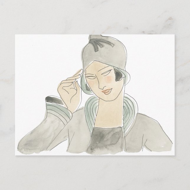 Cartão Postal Flapper Fashion Sketch (Frente)