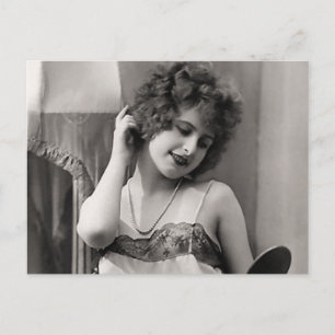 Cartão Postal Flapper Na Lingerie