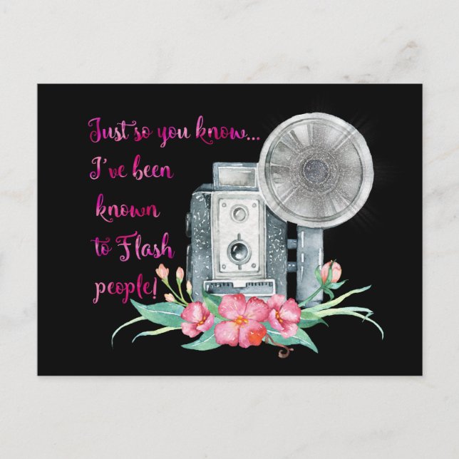 Cartão Postal Flash da câmera do fotógrafo (Frente)