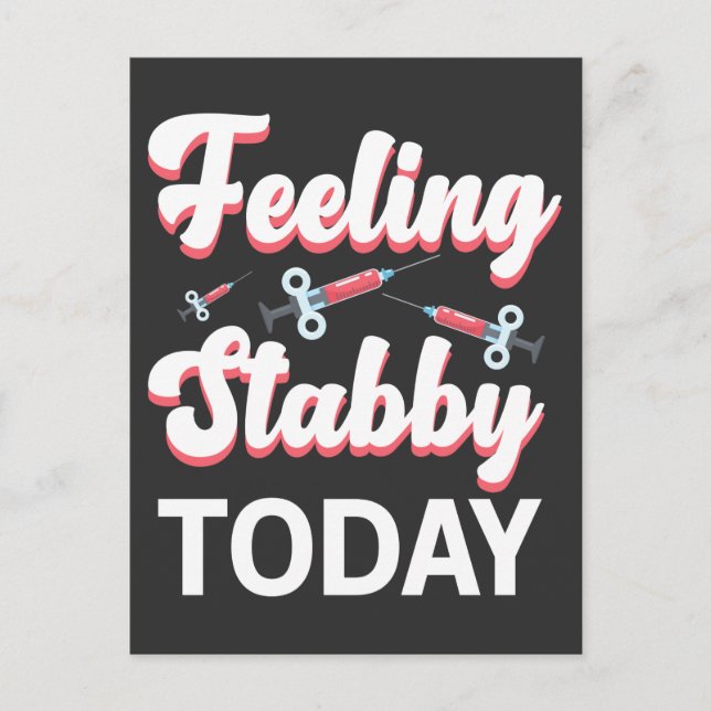 Cartão Postal Flebotomia Seringa Humor Desenhar Venipuntura sang (Frente)