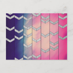 Cartão Postal Flecha Zig Zag Colorida Tendência Glitter Aquarela