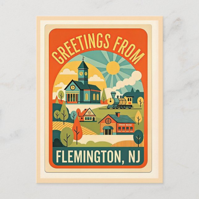 Cartão Postal Flemington NJ Condado de Hunterdon Retro (Frente)