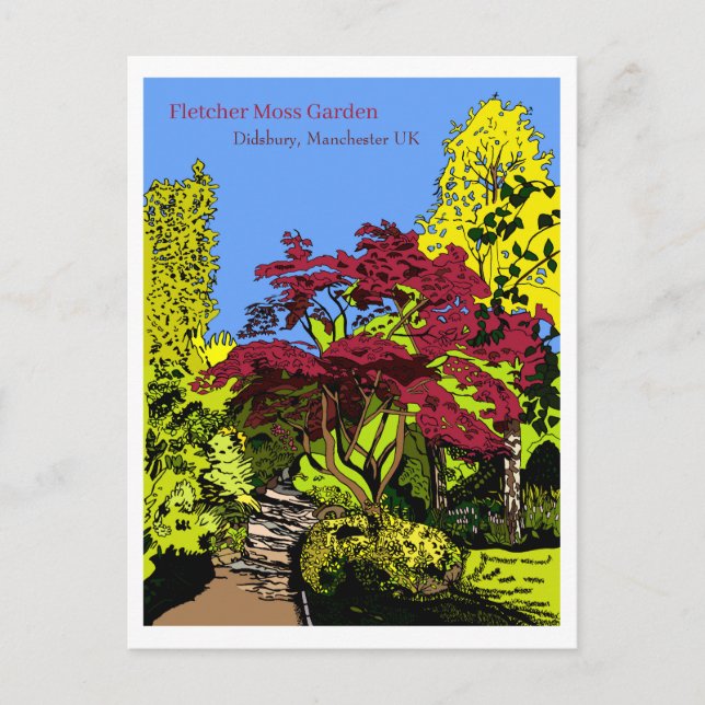 Cartão Postal Fletcher Moss Garden, Manchester Reino Unido (Frente)