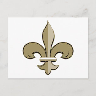 Cartão Postal Fleur de lis - Dourado e preto