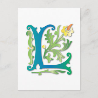 Cartão Postal Fleur-de-lis L Monograma
