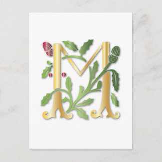 Cartão Postal Fleur-de-lis M Monograma