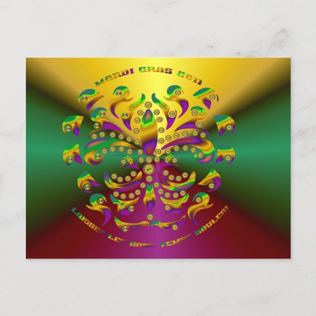 Cartão Postal Fleur de lis Mardi-Gras 2011 V-2 (Frente)