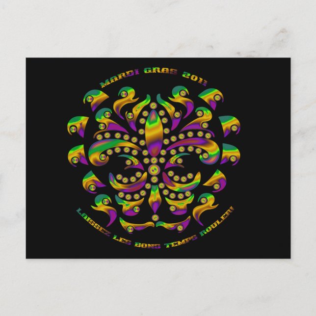Cartão Postal Fleur de lis Mardi-Gras 2011 V-2 (Frente)