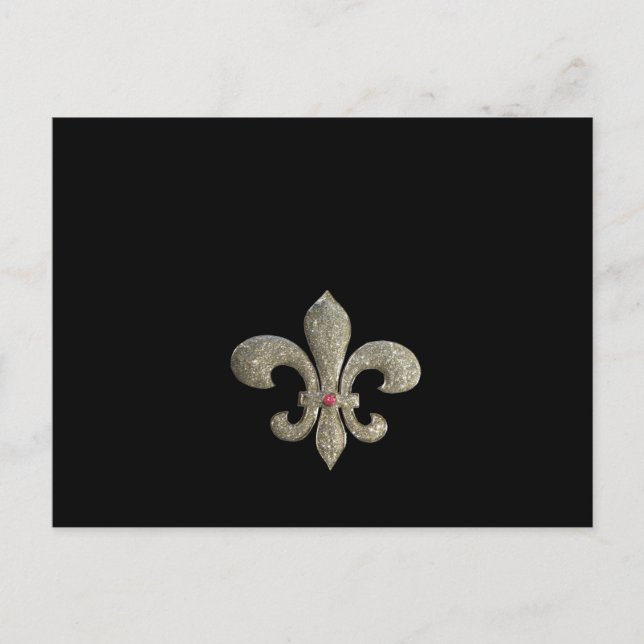 Cartão Postal Fleur de lis NOLA Bride Bling (Frente)