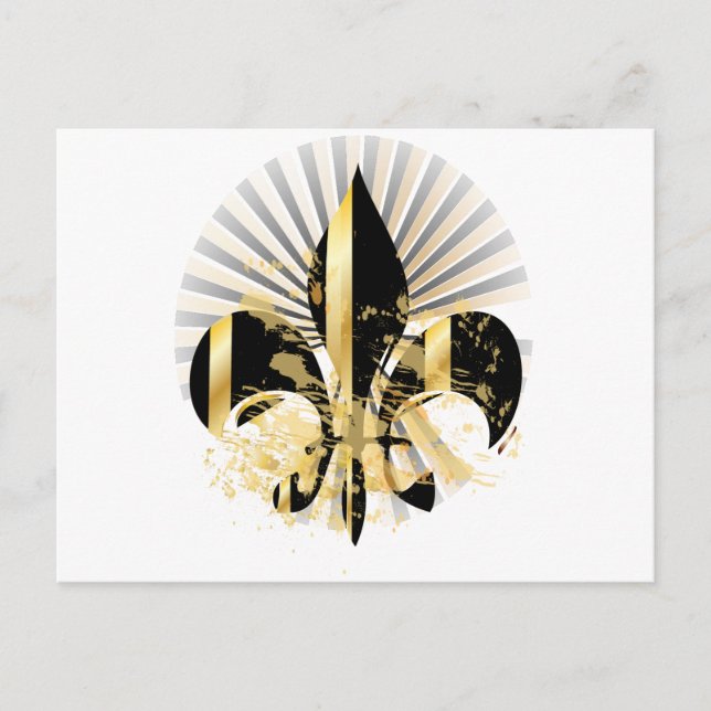 Cartão Postal Fleur de Lis, preto e Dourado (Frente)