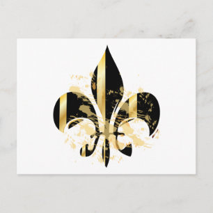 Cartão Postal Fleur de Lis, preto e Dourado