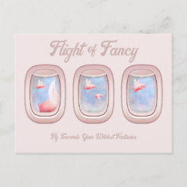 Cartão Postal Flight of Fancy-Pigs Flying Past Airplane Window P