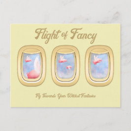 Cartão Postal Flight of Fancy-Pigs Flying Past Airplane Window P