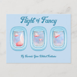 Cartão Postal Flight of Fancy-Pigs Flying Past Airplane Window P