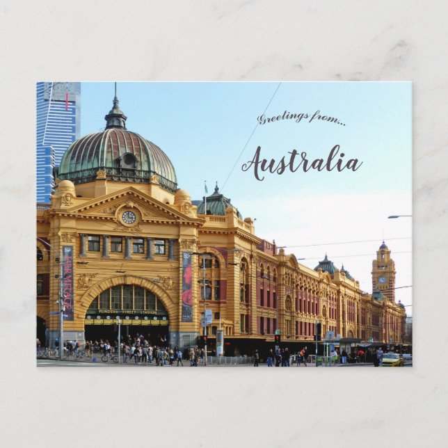 Cartão Postal Flinders Street Station Melbourne Austrália (Frente)