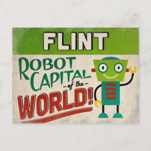 Cartão Postal Flint Michigan Robot - Funny Vintage