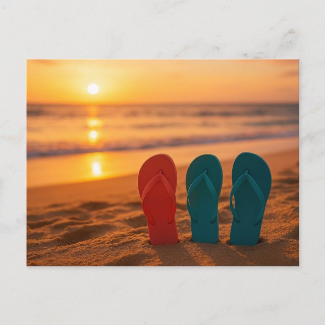 Cartão Postal Flip Flops in the SandPostcard (Frente)